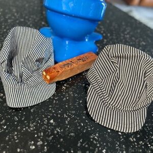 Train Engineer Hats and Wood Vintage  Train Whistle